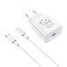 СЗУ-адаптер USB Borofone BA38A PD 3.0 + Type-C - Lightning-кабель (Белый)